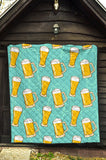 Beer Pattern Green Background Premium Quilt