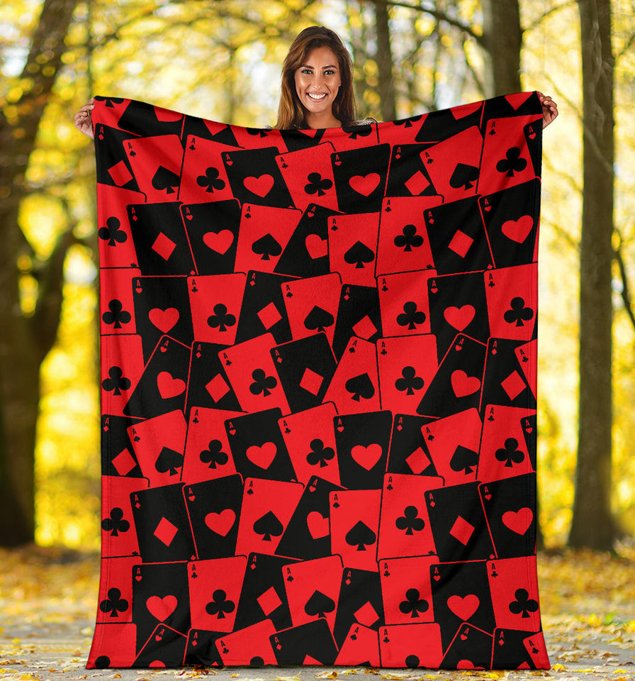 Casino Cards Suits Pattern Print Design 02 Premium Blanket