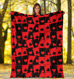Casino Cards Suits Pattern Print Design 02 Premium Blanket