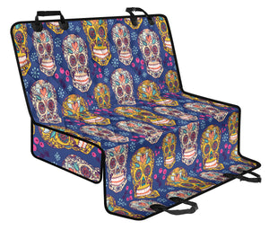 Sugar Skull Flower Pattern Dog Car Seat Covers