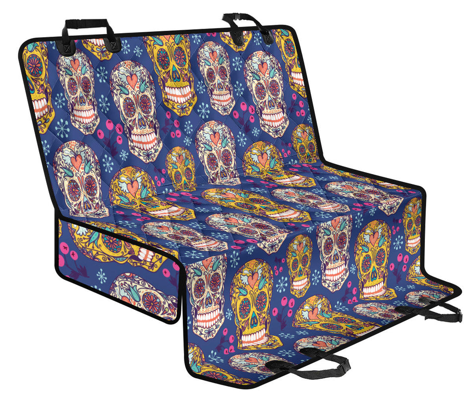 Sugar Skull Flower Pattern Dog Car Seat Covers