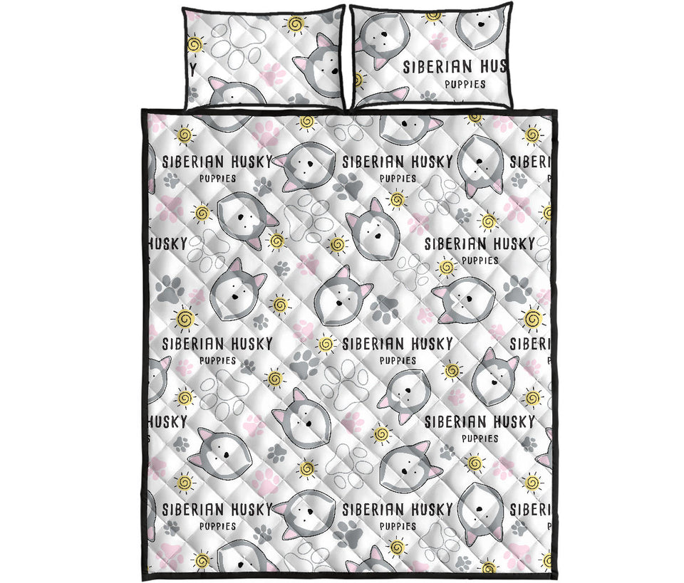 Siberian Husky design pattern Quilt Bed Set