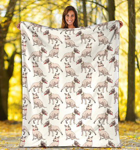 Bull Terrier Pattern Print Design 04 Premium Blanket