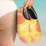 Grapefruit Yellow Background Aqua Shoes