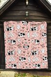 Cows Milk Product Pink Background Premium Quilt