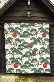 Bonsai Red Sun Japanese Pattern Premium Quilt