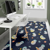 Cute Sloth Astronaut Star Planet Rocket Pattern Area Rug