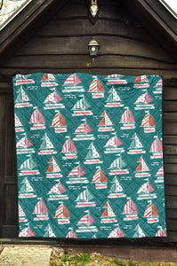 Cute Sailboat Pattern Premium Quilt