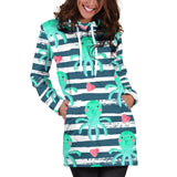 Cute Octopuses Heart Striped Background Women'S Hoodie Dress