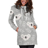 Cute Koala Leaves Pattern Women'S Hoodie Dress