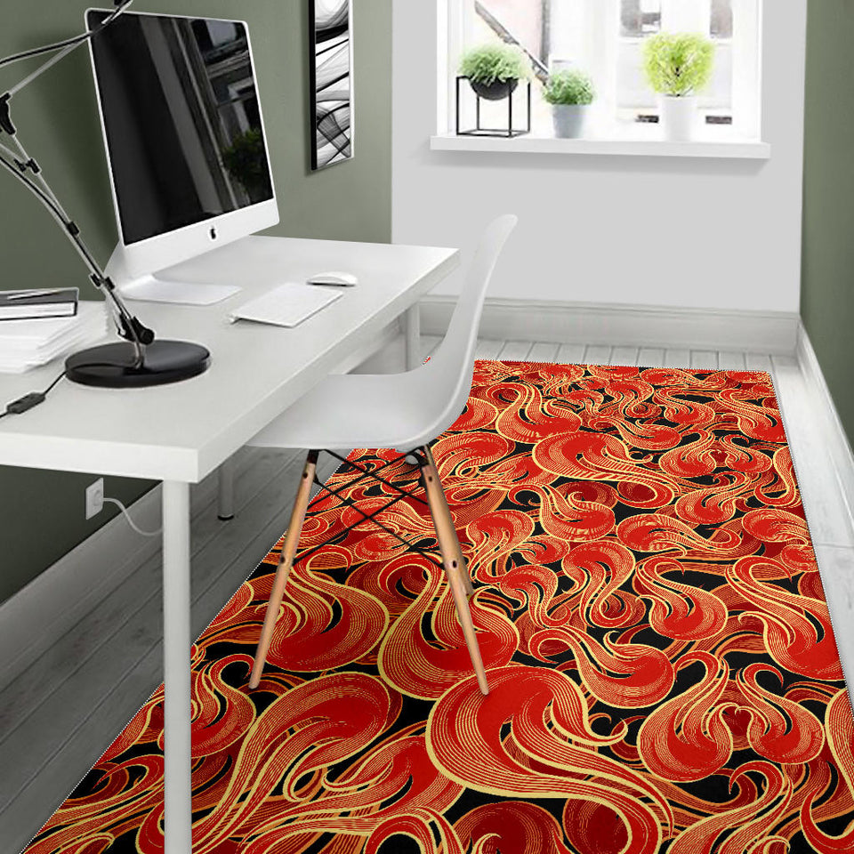 Fire Flame Pattern Area Rug