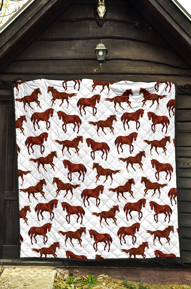 Horses Running Pattern Background Premium Quilt
