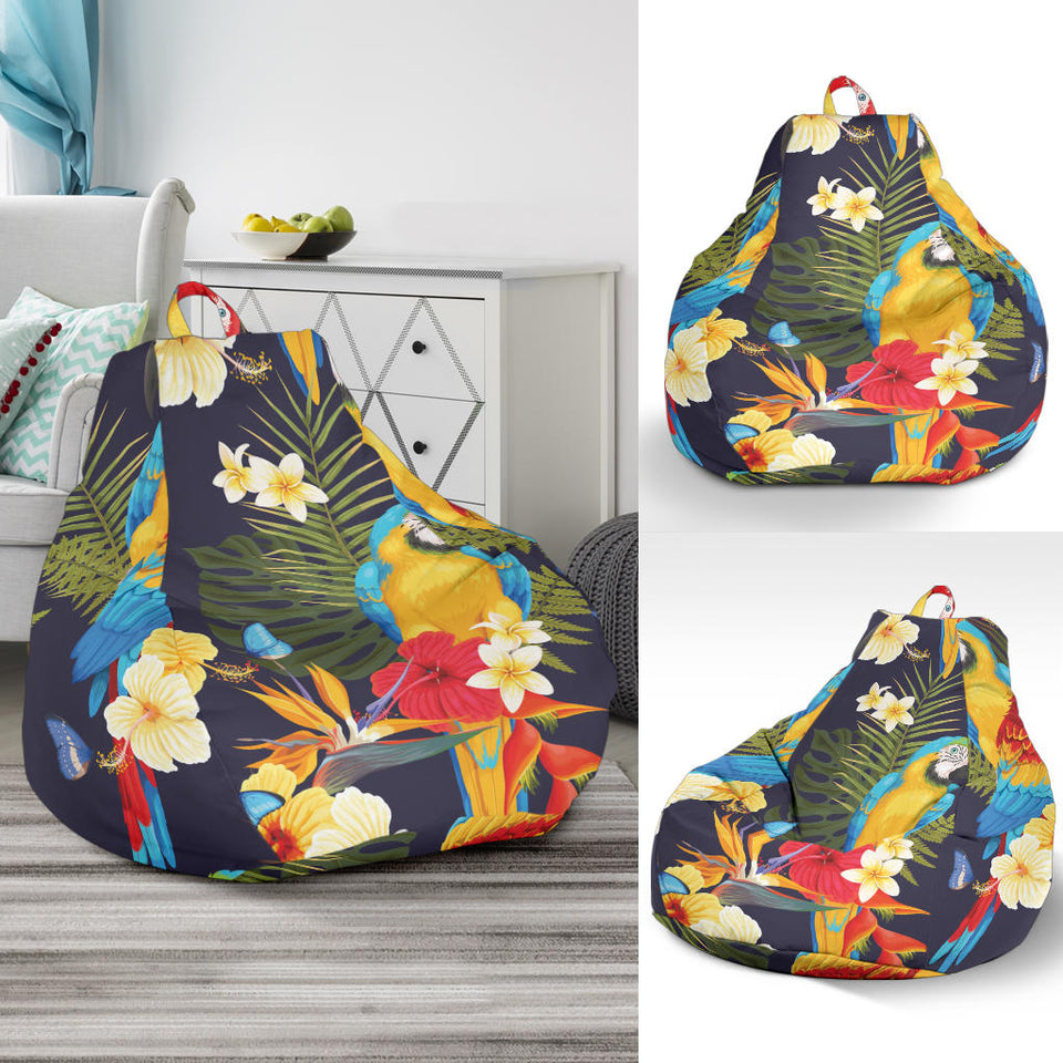 Colorful Parrot Flower Pattern Bean Bag Cover