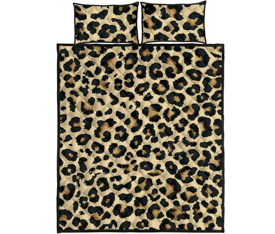 Leopard print design pattern Quilt Bed Set