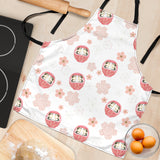 Daruma Japanese Wooden Doll Cherry Blossom Flower Pattern Adjustable Apron