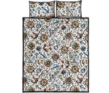 Cute nautical steering wheel anchor pattern Quilt Bed Set
