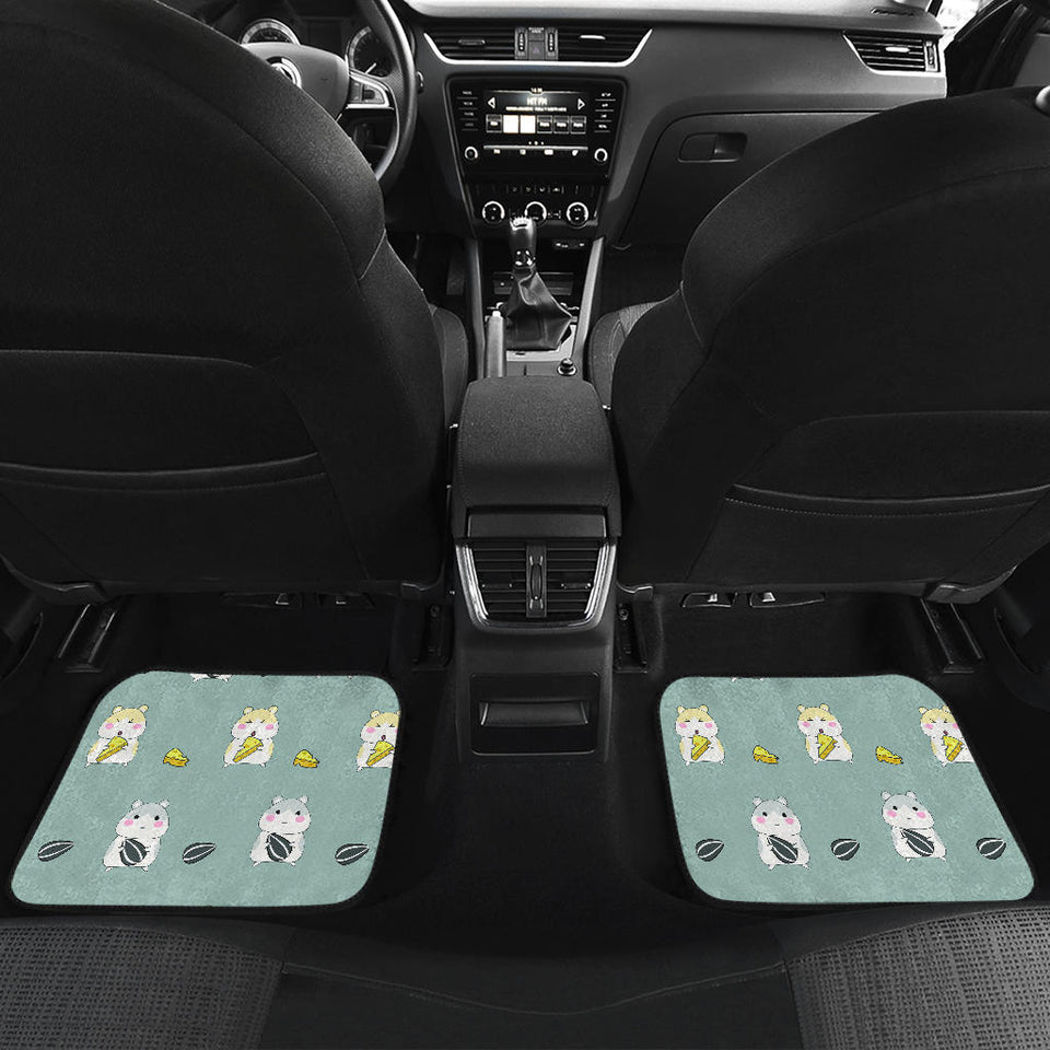 Cute Hamster Cheese Pattern Front And Back Car Mats