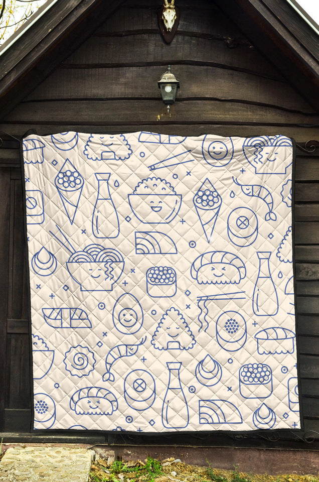 Cute Sushi Icon Pattern Premium Quilt