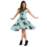 Horses Running Horses Rider Pattern Sleeveless Midi Dress