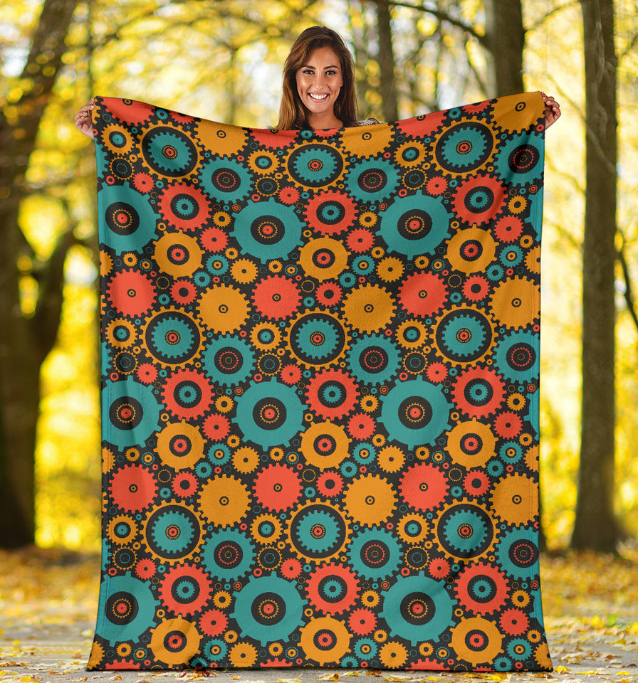 Gear Pattern Print Design 01 Premium Blanket