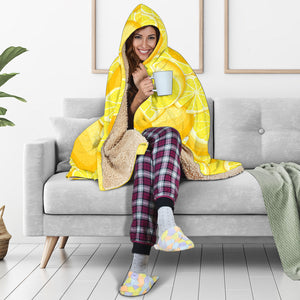 Lemon Pattern Hooded Blanket