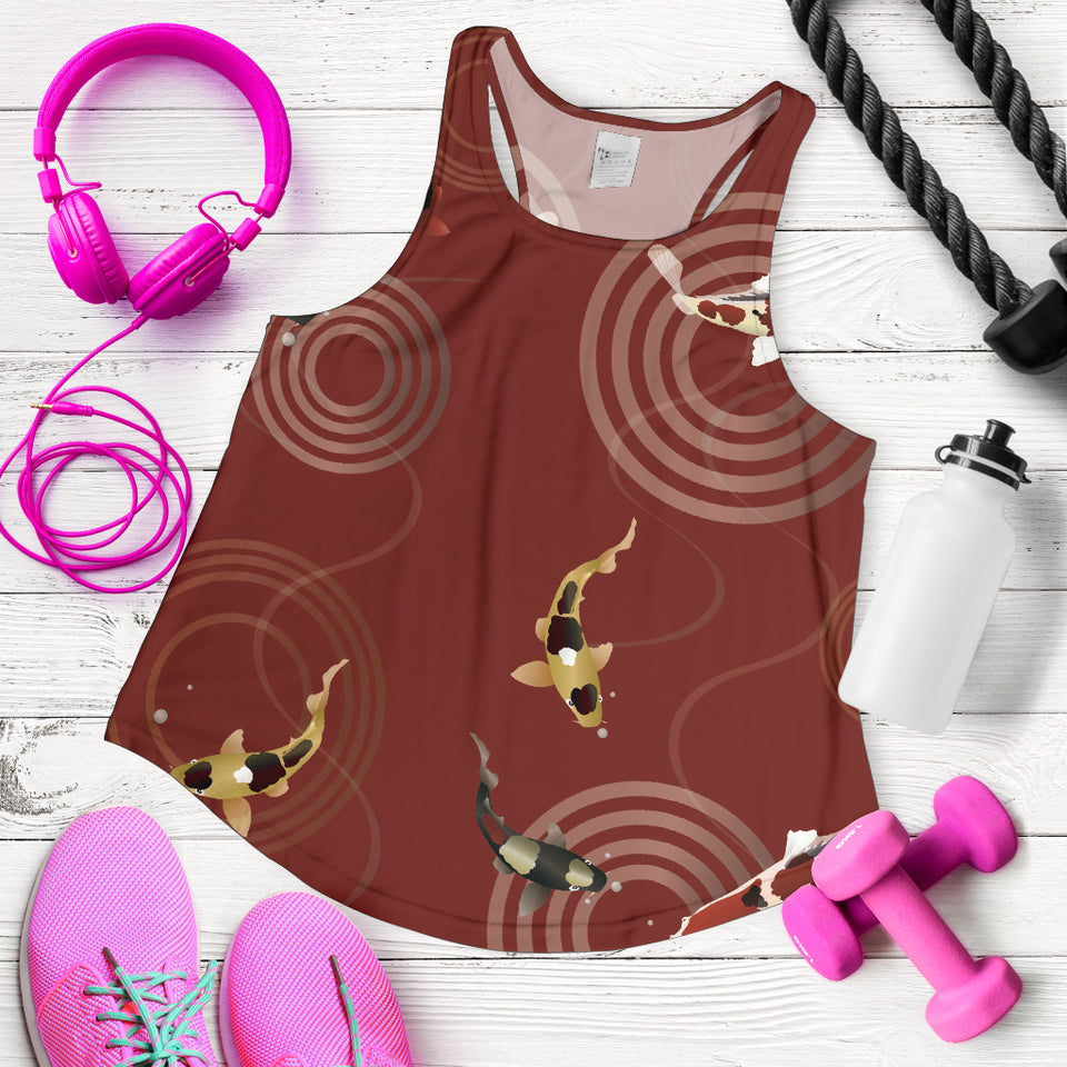Koi Fish Carp Fish red background Women Racerback Tank Top