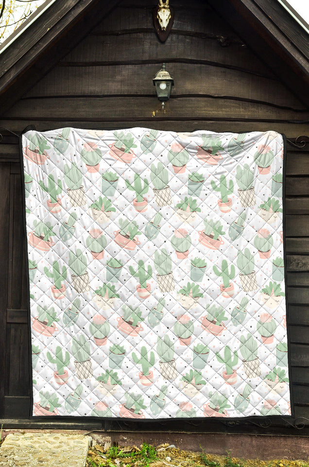 Pastel Colorcactus Pattern Copy Premium Quilt