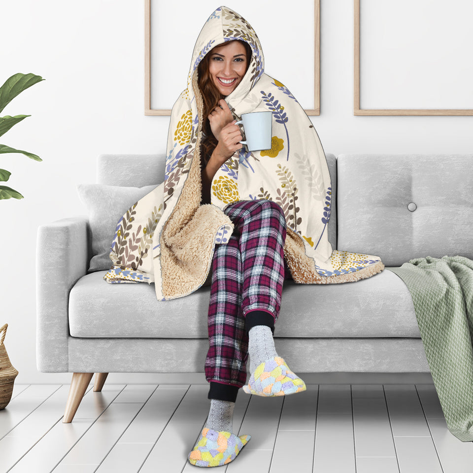 Lavender Modern Pattern Blackground Hooded Blanket