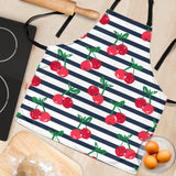 Hand Drawn Cherry Pattern Striped Background Adjustable Apron