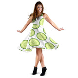 Cucumber Slices Pattern Sleeveless Midi Dress