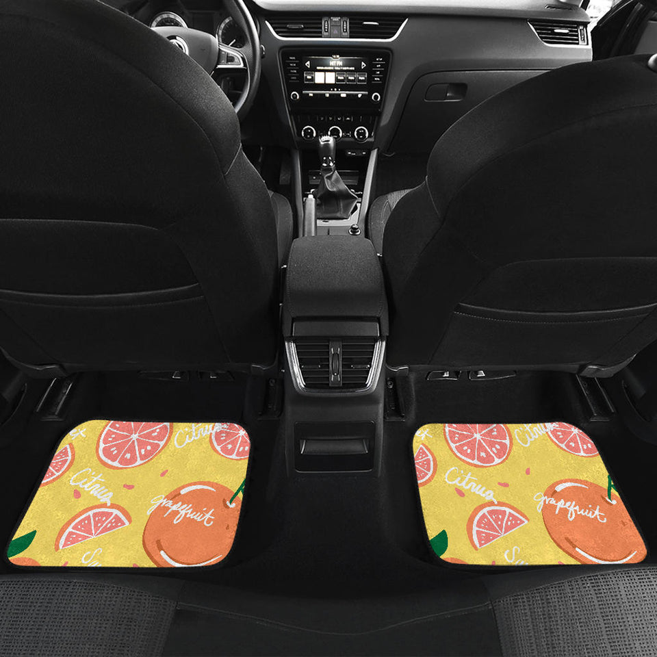 Grapefruit Yellow Background Front And Back Car Mats