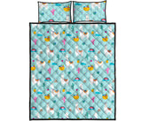 Llama alpaca cactus leaves pattern Quilt Bed Set