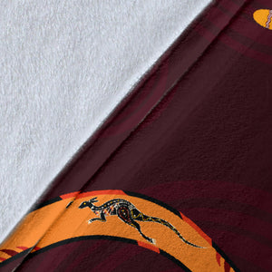 Boomerang Australian Aboriginal Ornament Circle Black Background Premium Blanket