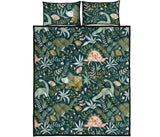 dinosaurs tropical leaves flower pattern Quilt Bed Set