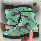 Colorful Horses Pattern Leather Boots