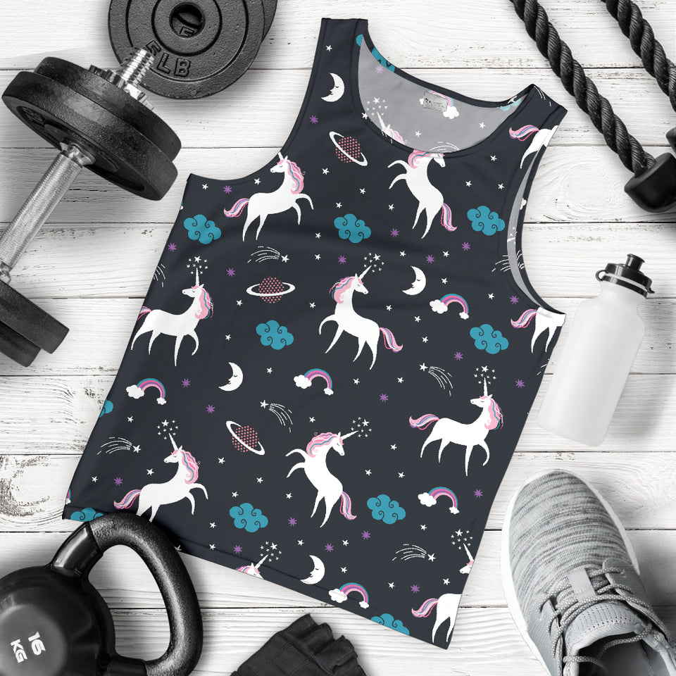 unicorn rainbows moon clound star pattern Men Tank Top