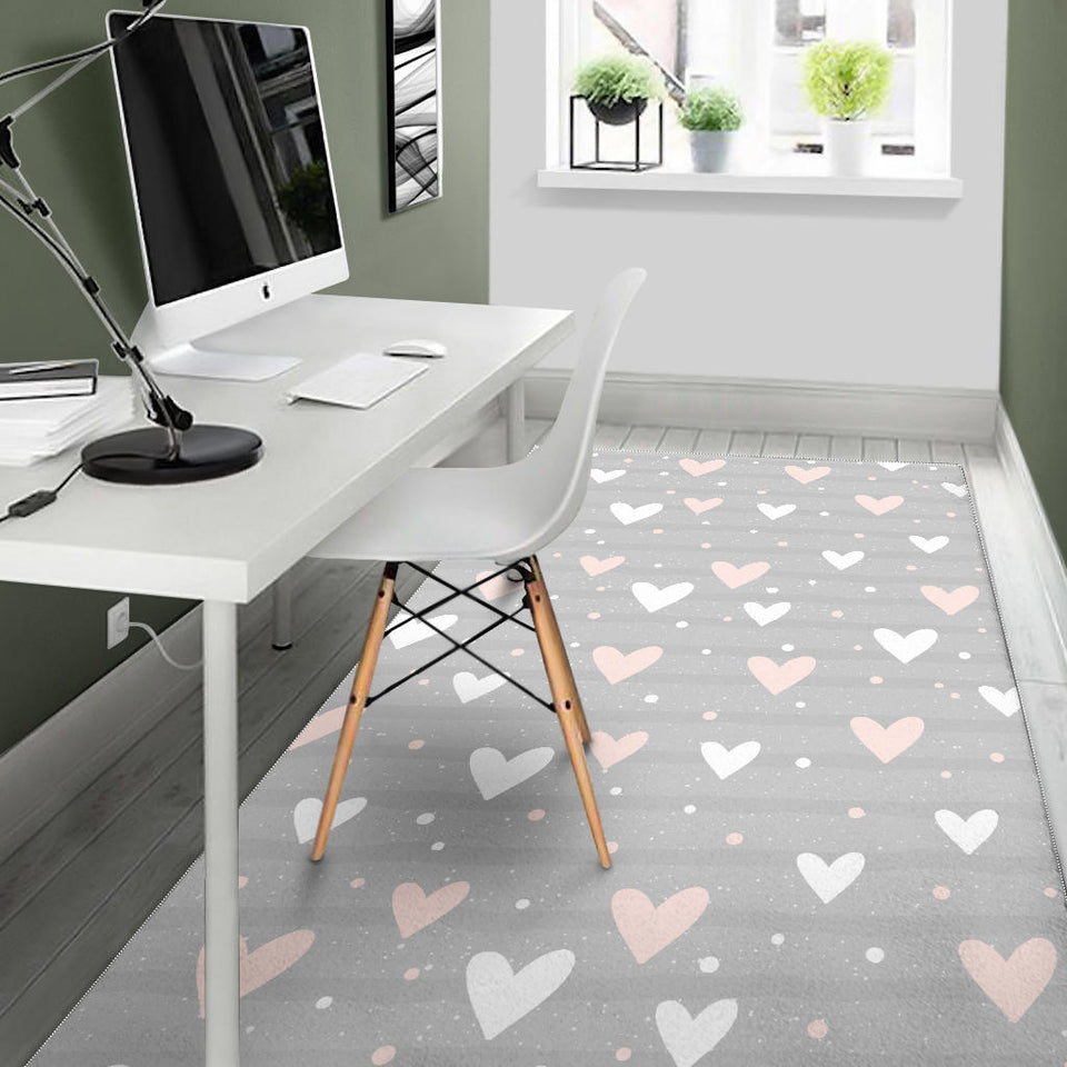 Heart Pattern Gray Background Area Rug