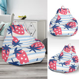Strawberry Pattern Blue Lines Background Bean Bag Cover