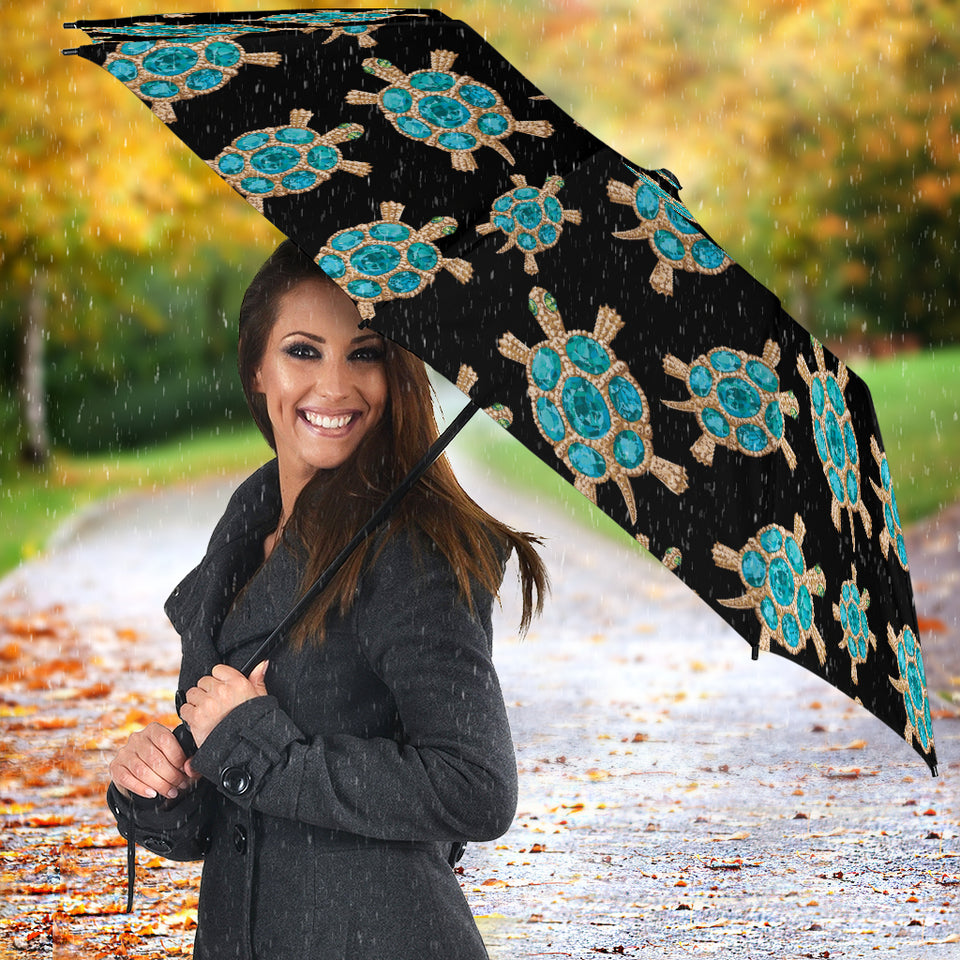 Sea Turtle Blue Stone Pattern Umbrella