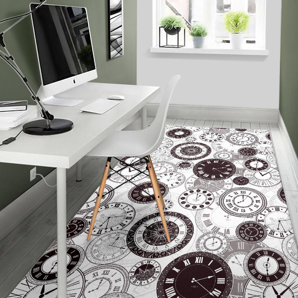 Classic Vintage Clock Pattern Area Rug