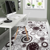 Classic Vintage Clock Pattern Area Rug