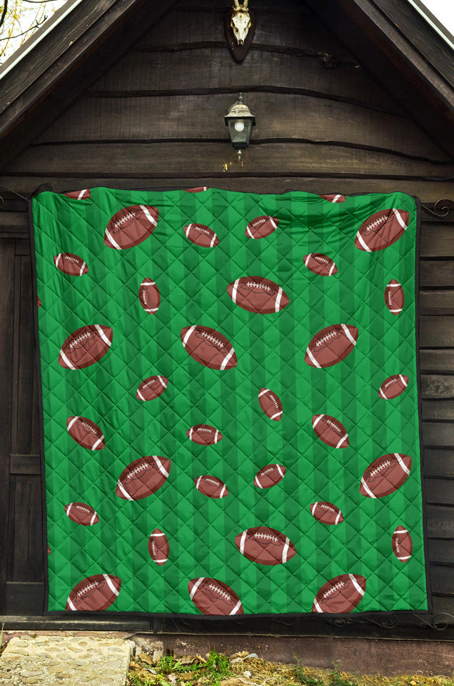 American Football Ball Field Background Premium Quilt
