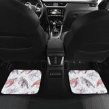 Watercolor Sea Turtle Jellyfish Pattern Front And Back Car Mats