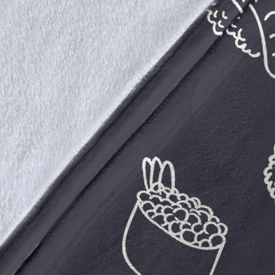 Sushi Pattern Black Background Premium Blanket