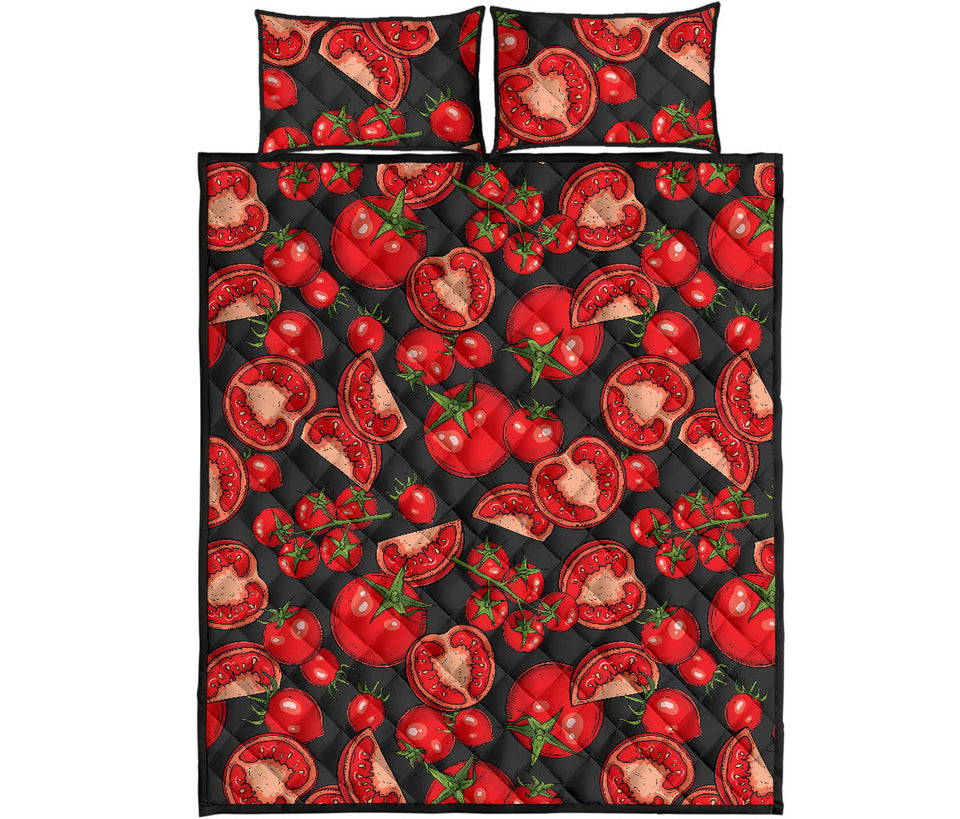 Tomato black background Quilt Bed Set