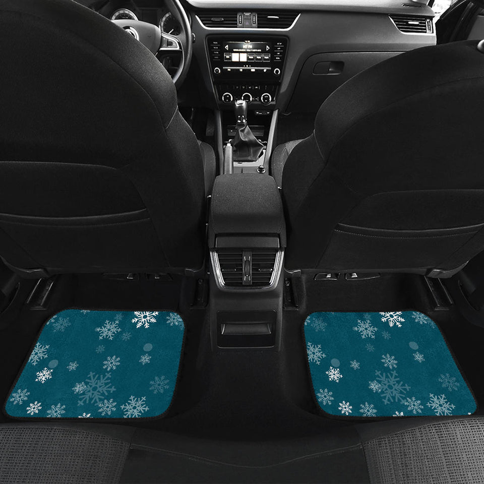 Snowflake Pattern Dark Background Front And Back Car Mats