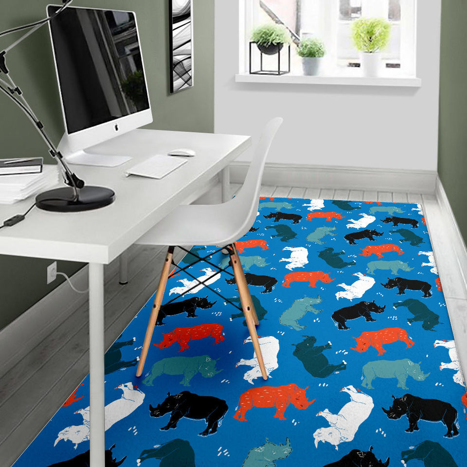 Colorful Rhino Pattern Area Rug