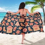 Christmas Gingerbread Cookie Pattern Sarong