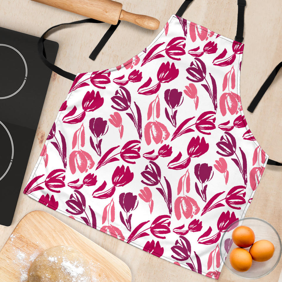 Pink Sketch Tulip Pattern Adjustable Apron