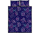 Cute owls pattern boho style ornament Quilt Bed Set